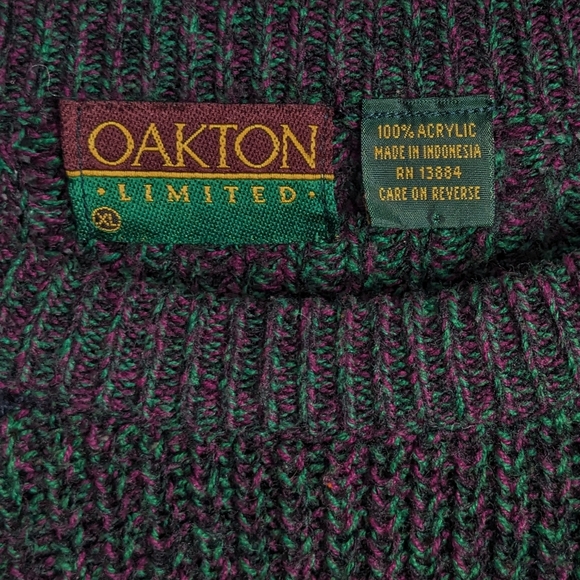 Vintage 1980s Medium Gray Oakton Striped Pullover Grandpa Chic Sweater - Picture 6 of 6